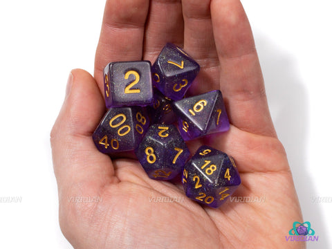 Crown Royal | Purple Iridescent Acrylic Dice Set (7) | Dungeons and Dragons (DnD)