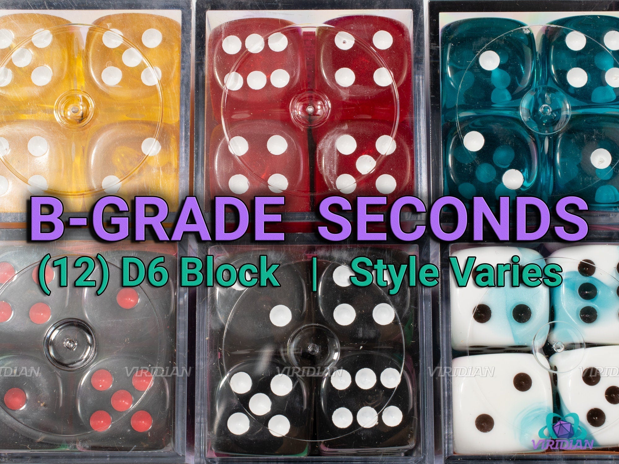 D6 Block B-Grade Seconds | (12) Pipped D6s Style/Color Varies | Chessex