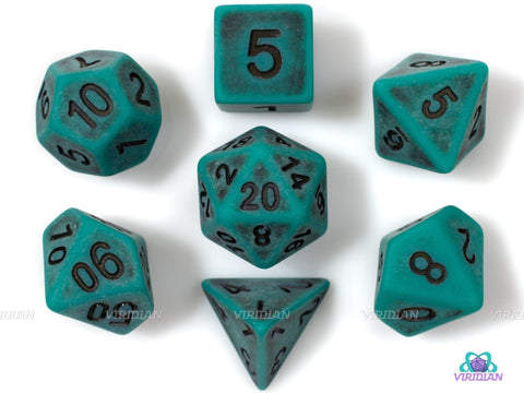 Forest Guardian | Green and Black Worn Acrylic Dice Set (7) | Dungeons and Dragons (DnD)