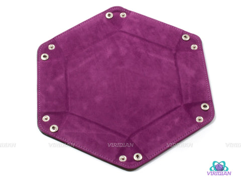 Hexagonal Dice Tray | Foldable Velvet & TPU Leather Rolling Mat |  DnD, RPG Games, TTRPG