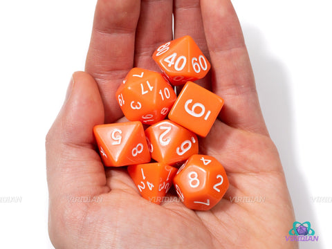 Just Orange | Basic Acrylic Dice Set (7) | Dungeons and Dragons (DnD)