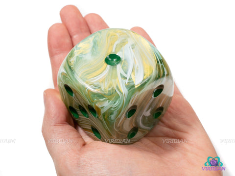 Marble Green & Dark Green  | 50mm Giant Acrylic Pipped D6 Die (1) | Chessex