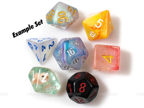 Premium Mystery Unmatched/Mixed Set of (7) Dice | Each Die Is Unique | TTRPG Dice Set
