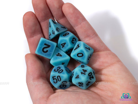 Ocean Foam | Blue Worn Acrylic Dice Set (7) | Dungeons and Dragons (DnD)