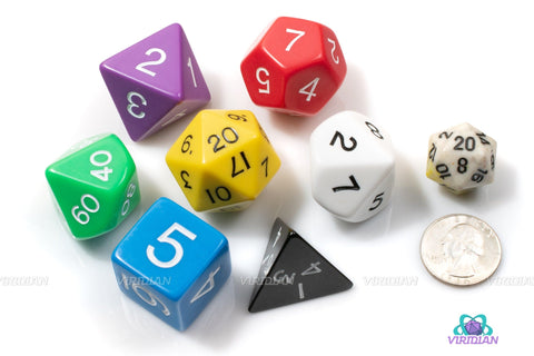 Opaque Jumbo (25-32mm) | Giant Assorted Solid Colored Dice (7)