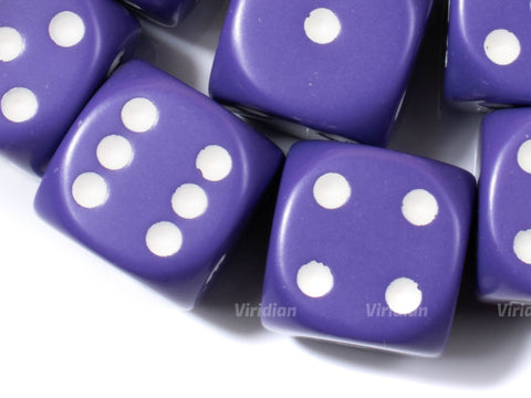 Opaque Purple & White | D6 Block | Chessex Dice (12)