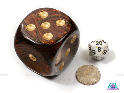 Scarab Blue Blood & Gold | 50mm Giant Acrylic Pipped D6 Die (1) | Chessex
