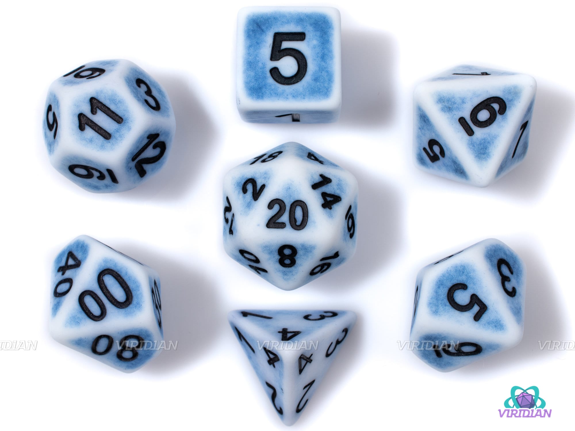 Shaded Blue | Worn Acrylic Dice Set (7) | Dungeons and Dragons