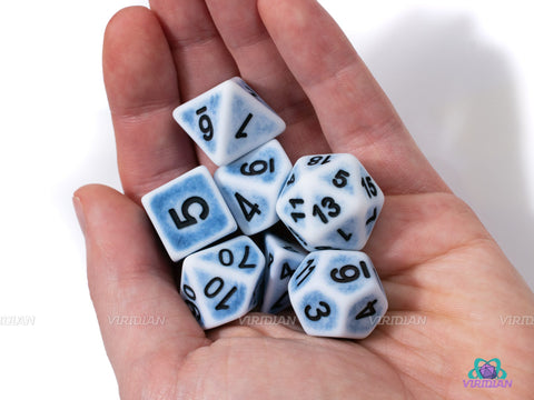 Shaded Blue | Worn Acrylic Dice Set (7) | Dungeons and Dragons (DnD)