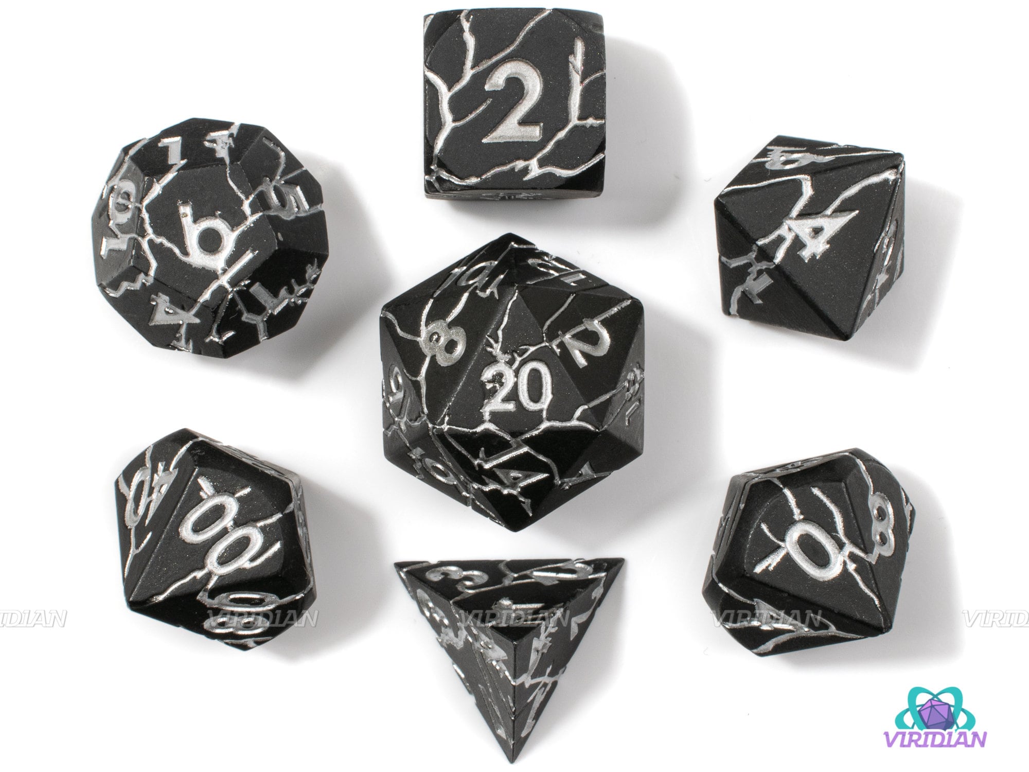 Silver Vein | Matte Black Lightning Bolt Silver Cracks Large