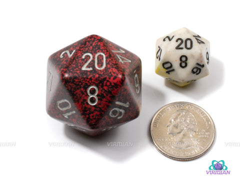 Speckled Silver Volcano | 34mm Large Acrylic D20 Die (1) | Chessex