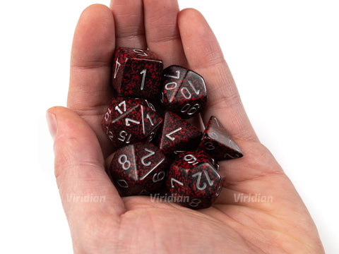 Speckled Silver Volcano | Black & Red | Chessex Dice Set (7)