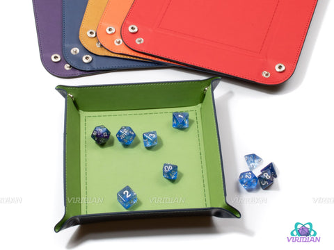 Square Dice Tray | TPU Leather Rolling Mat, Snaps & Folds Flat |  DnD, RPG Games, TTRPG