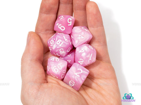 Starburst | Light Pink Pearled Acrylic Dice Set (7) | Dungeons and Dragons (DnD)