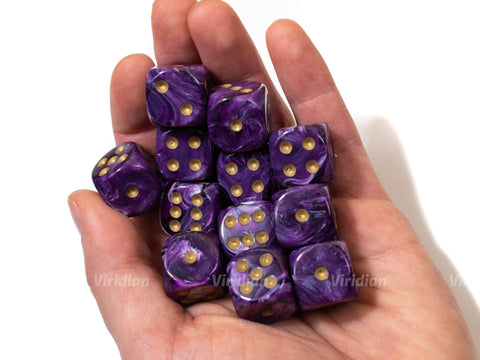 Vortex Purple & Gold | D6 Block | Chessex Dice (12)