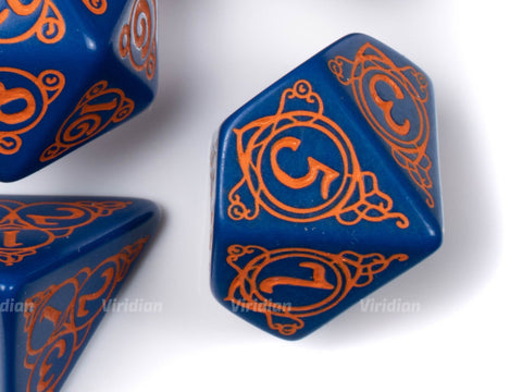Wizard | Dark Blue & Orange Dice Set (7) | Q Workshop