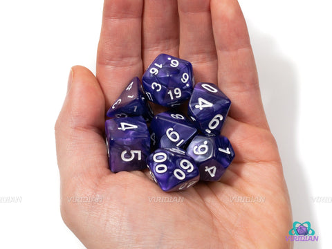 Wyrmlings | Purple Swirl Acrylic Dice Set (7) | Dungeons and Dragons (DnD)