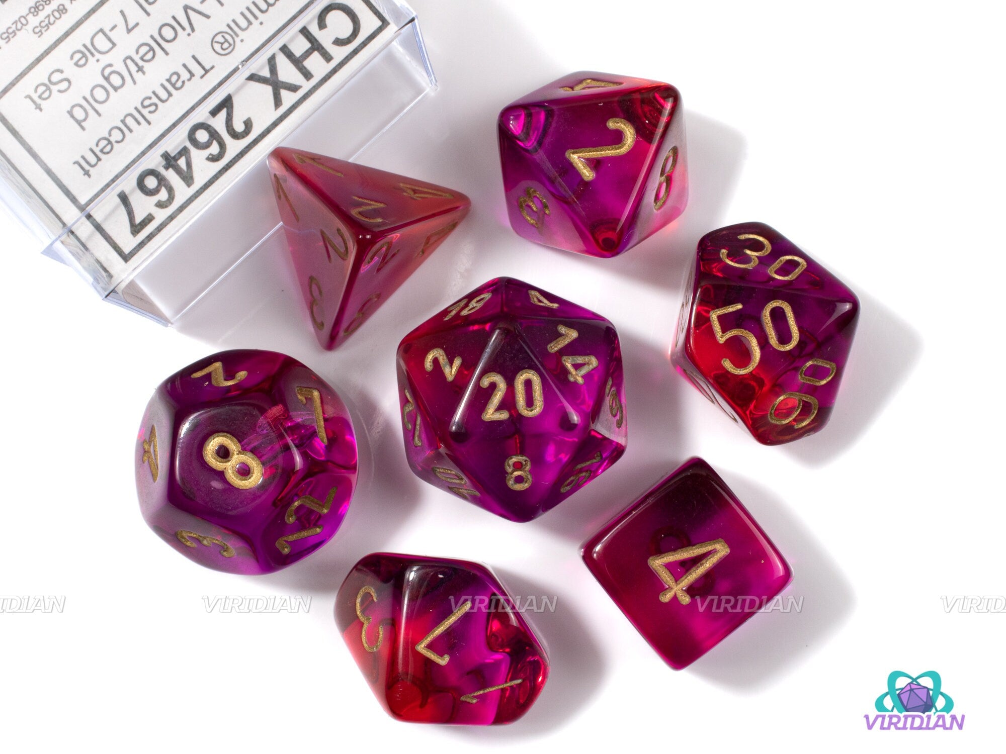 Gemini Red & Violet Translucent | Chessex Dice Set (7)
