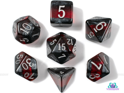 Ruby Mine | Red & Gray Acrylic Dice Set (7) | Dungeons and Dragons (DnD)
