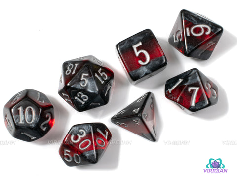Ruby Mine | Red & Gray Acrylic Dice Set (7) | Dungeons and Dragons (DnD)