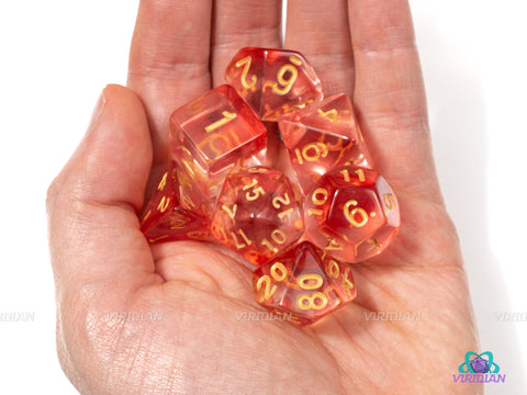 Healing Potion | Red Transparent Acrylic Dice Set (7) | Dungeons and Dragons (DnD)