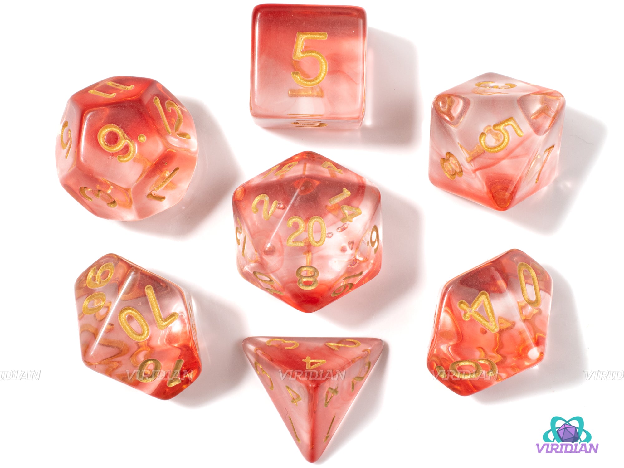 Healing Potion | Red Transparent Acrylic Dice Set (7) | Dungeons and Dragons (DnD)
