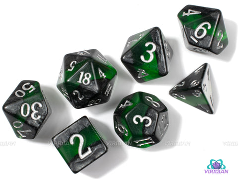 Emerald Mine | Green & Gray Acrylic Dice Set (7) | Dungeons and Dragons (DnD) | Tabletop RPG Gaming