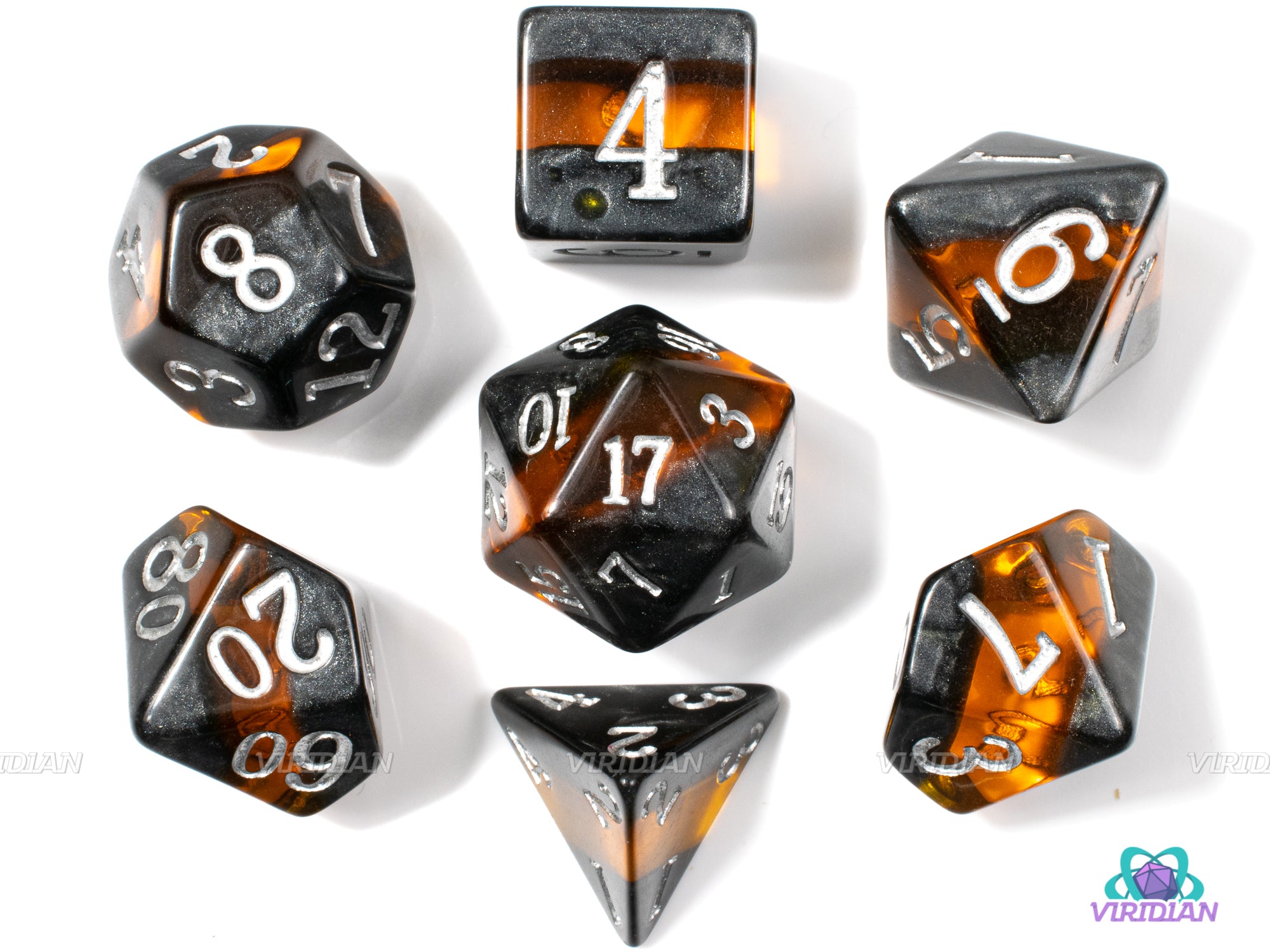 Amber Mine | Yellow & Gray Dice Set (7) | Dungeons and Dragons (DnD)