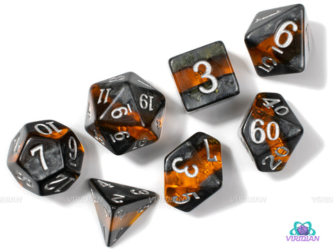 Amber Mine | Yellow & Gray Dice Set (7) | Dungeons and Dragons (DnD)