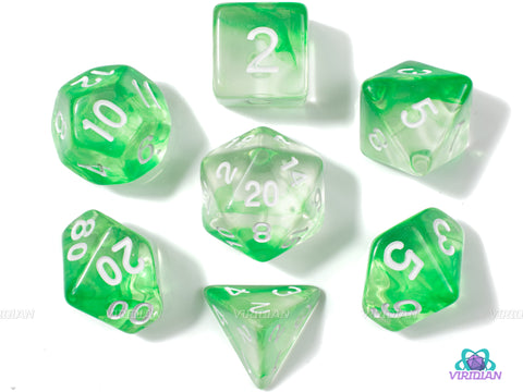 Lime Extract | Green Transparent Acrylic Dice Set (7) | Dungeons and Dragons (DnD)
