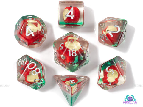 iDice | Bitten Apple Inside Clear Resin Dice Set (7) | Dungeons and Dragons (DnD)