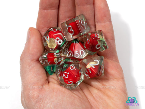 iDice | Bitten Apple Inside Clear Resin Dice Set (7) | Dungeons and Dragons (DnD)
