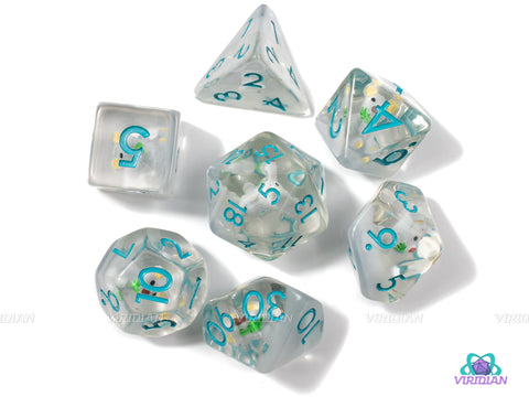Highly Koalified | Koala Inside Clear Resin Dice Set (7) | Dungeons and Dragons (DnD)