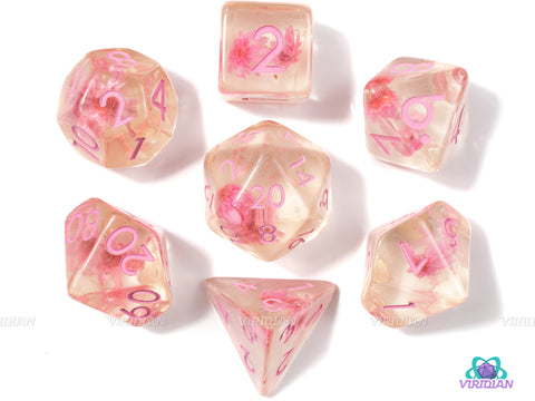 Pink Flower | Resin Translucent Dice Set (7)