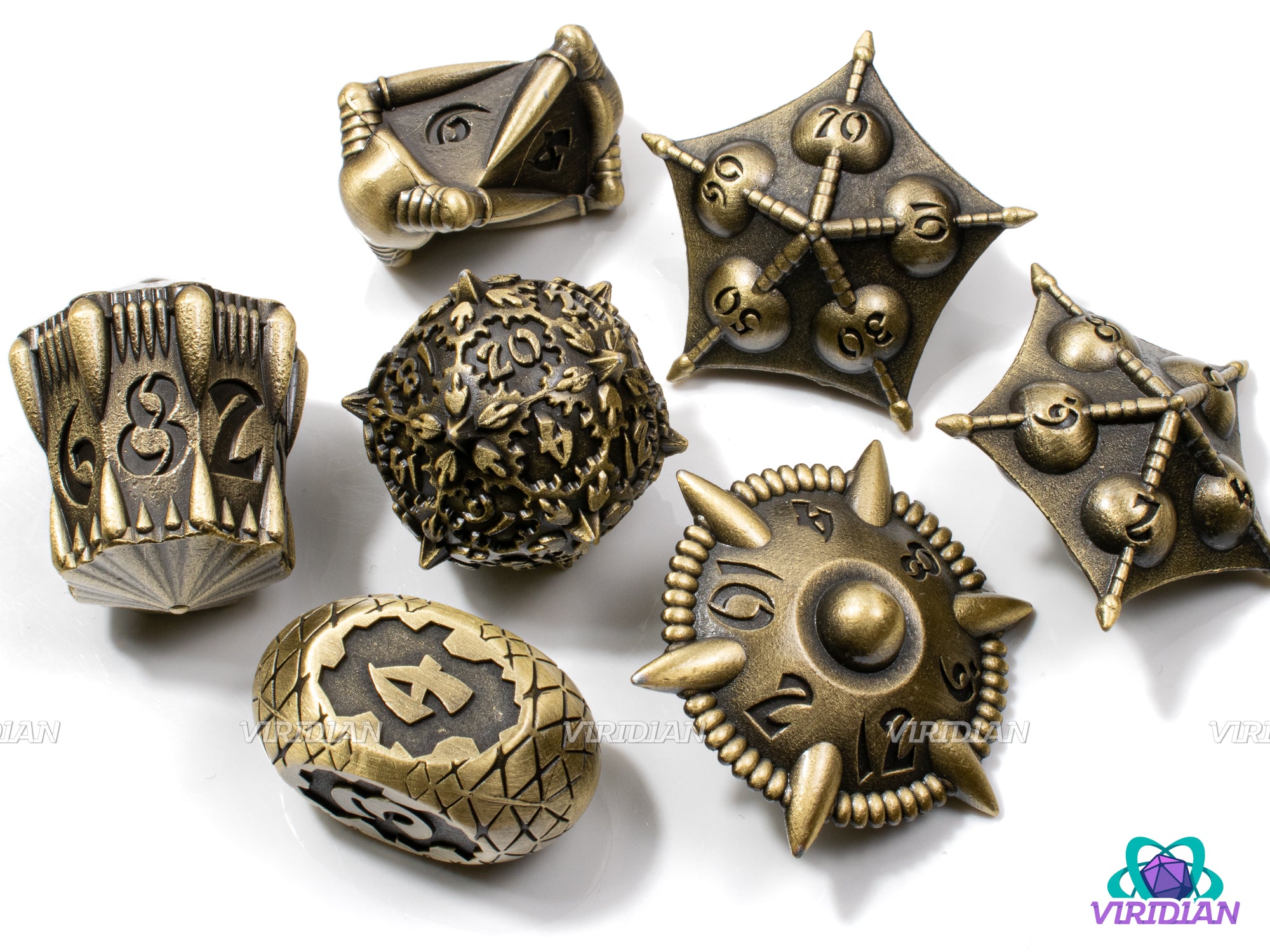 Draconic Anomaly (Bronze) | Unique, Unusual, Ornate Cosmic-Dragon Designs | Metal Dice Set (7)