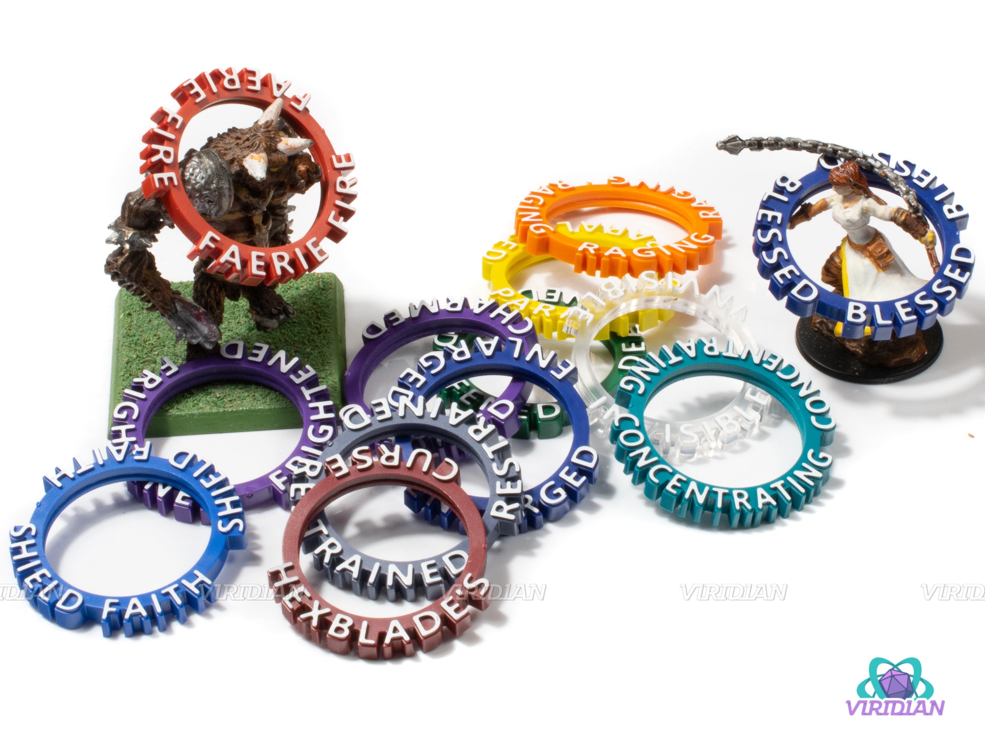 Viridian Condition Rings | 72 Status Effect Markers w/ 45 Unique Conditions | Dungeons and Dragons (DnD) | As Seen On Critical Role | Made In The USA