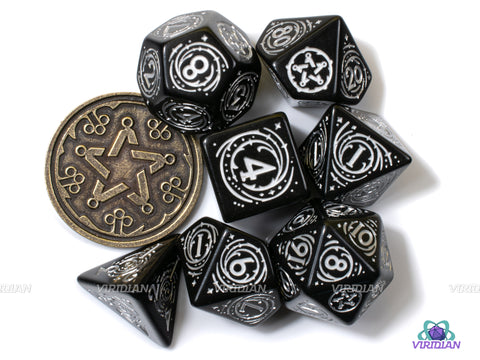 Yennifer The Obsidian Star | The Witcher Black & Silver Dice Set (7) | Q Workshop