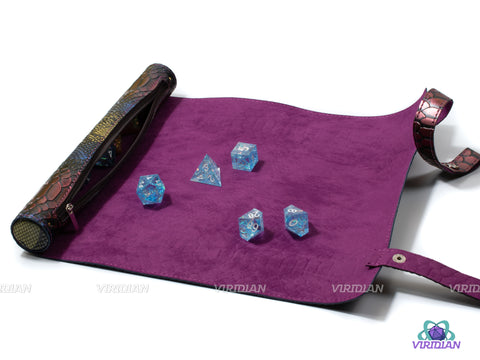 Rolling Mat: Traditional Styles | Foldable TPU Mat with Zippered Dice Storage | Faux Leather Rolling Mat