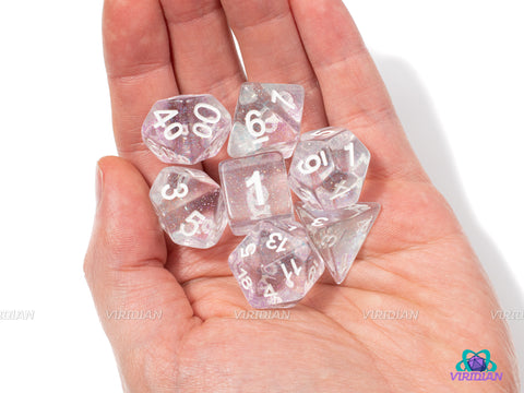 Espers | Translucent with Purple & Blue Acrylic Dice Set (7) | Dungeons and Dragons (DnD)