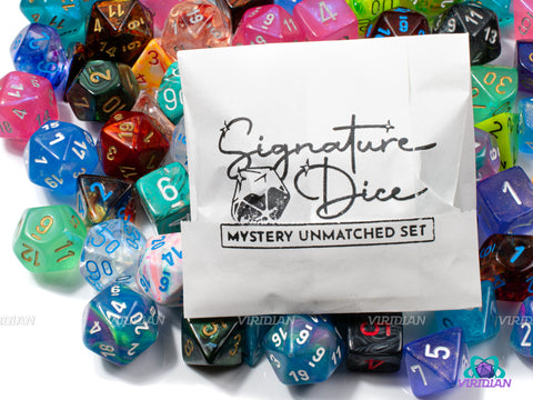 The Signature Set | The Best Unmatched/Mixed Mystery 7-Piece Polyhedral Set | Each Die is Different | Chessex Signature Dice