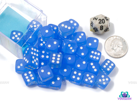 Frosted Blue & White | 12mm D6 Block (36) | Chessex Dice | Wargaming