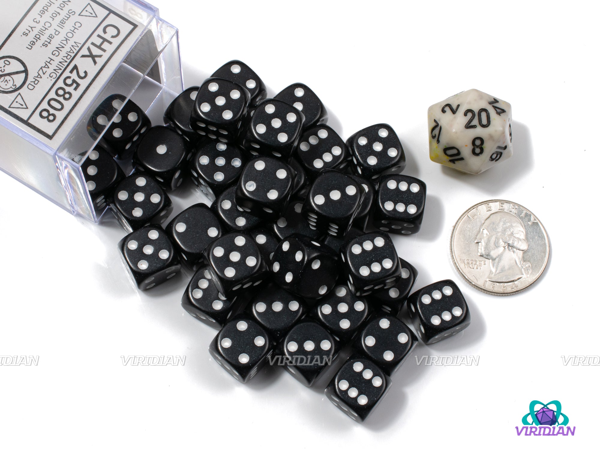 Opaque Black & White | 12mm D6 Block (36) | Chessex Dice | Wargaming