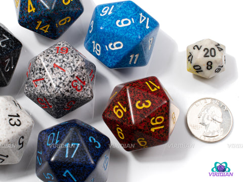 Large Speckled D20 (B-Grade) | (1) 34mm Oversized Factory Seconds D20 Color Varies | Chessex