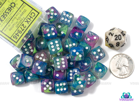 Festive Waterlily & White | 12mm D6 Block (36) | Chessex Dice | Wargaming