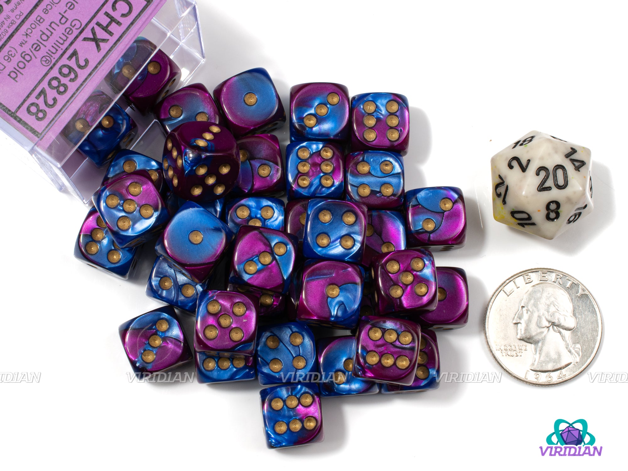 Gemini Blue & Purple D6s (12mm, 36) | D6 Block (36) | Chessex Dice