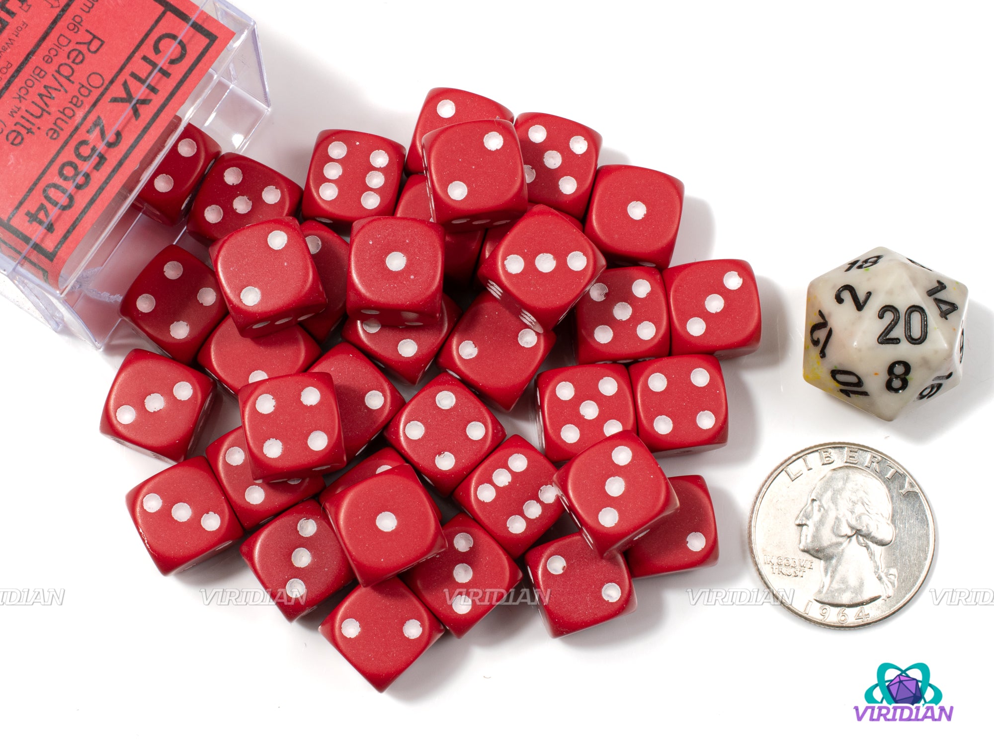 Opaque Red & White | 12mm D6 Block (36) | Chessex Dice | Wargaming