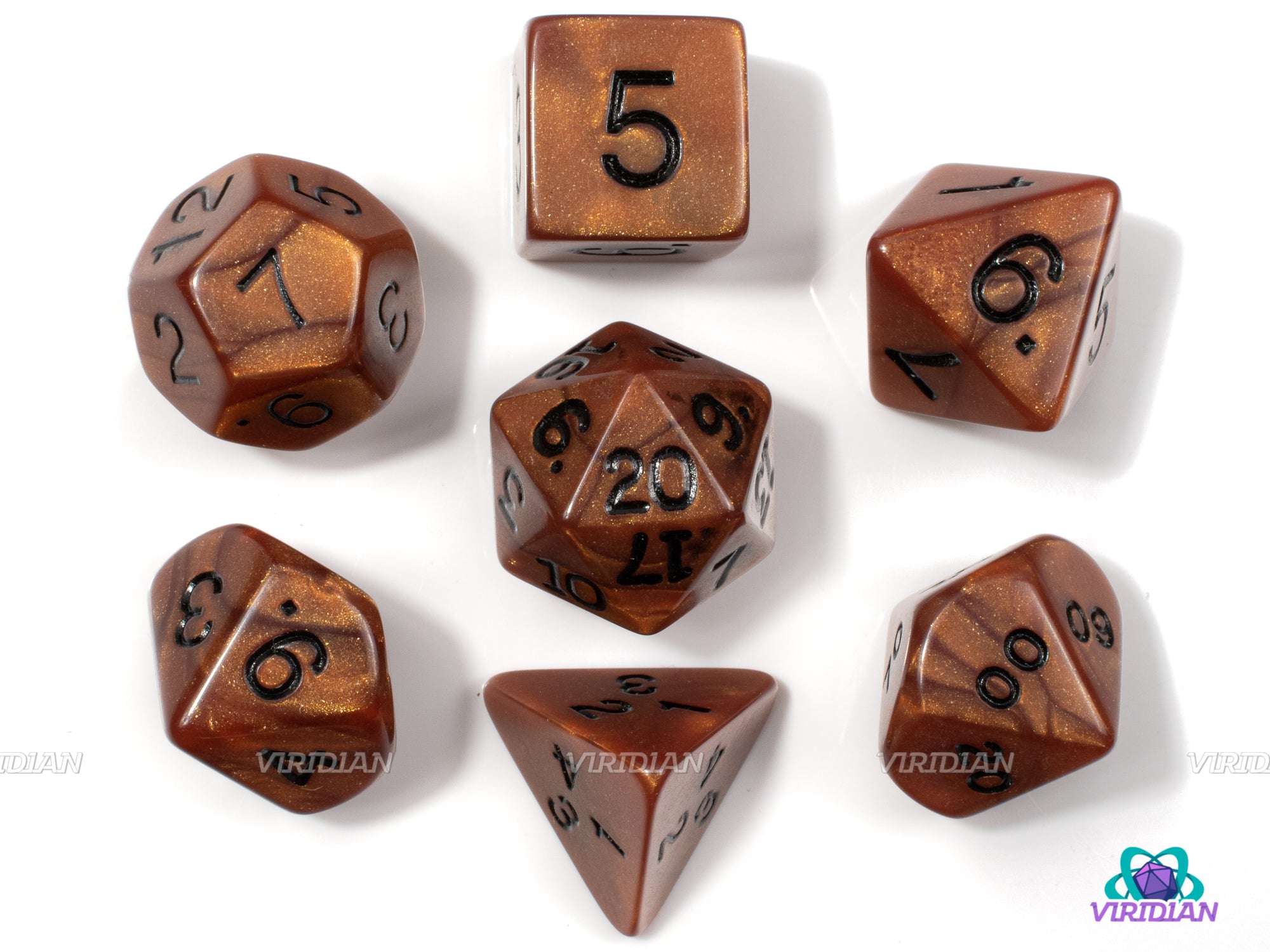 Olympic Bronze Poly Set | Acrylic Brown Pearled Polyhedral Set (7)