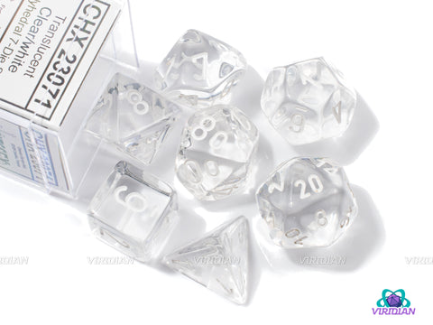Translucent Clear & White | Chessex Dice Set (7)