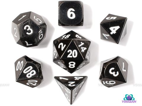 Shadow Step | Black Gloss Metal Dice Set (7) | Dungeons and Dragons (DnD) | Tabletop RPG Gaming