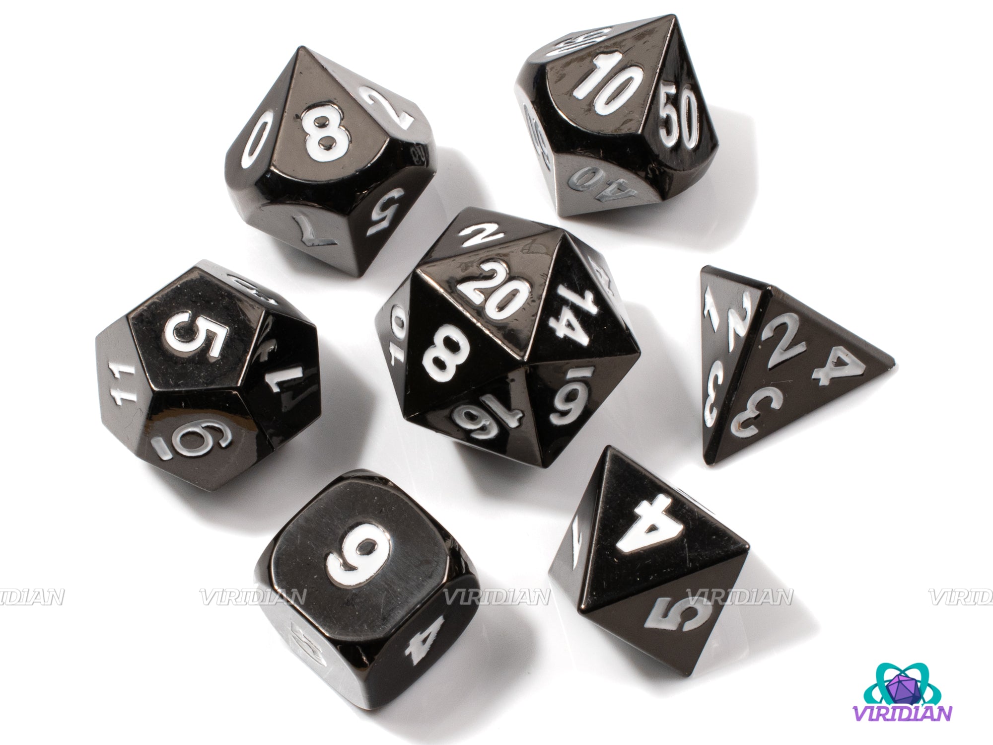 Shadow Step | Black Gloss Metal Dice Set (7) | Dungeons and